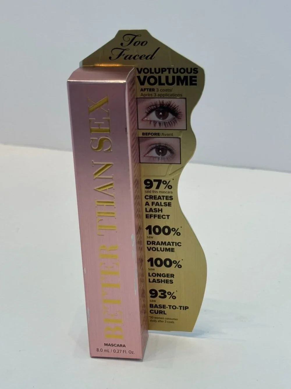 Too Faced Better Than Sex Mascara - Full Size Black Voluptuous Volume Lash NIB